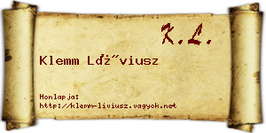 Klemm Líviusz névjegykártya